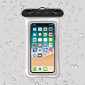 A waterproof PVC phone pouch with a lanyard, shown in orange.