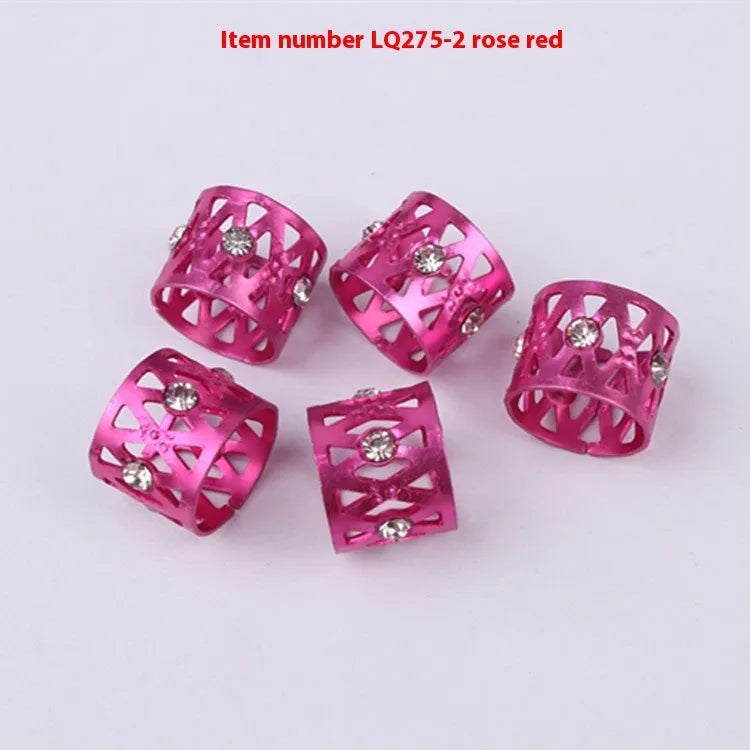 Aluminium hair ring with hollow jewelled crown design for wig decoration