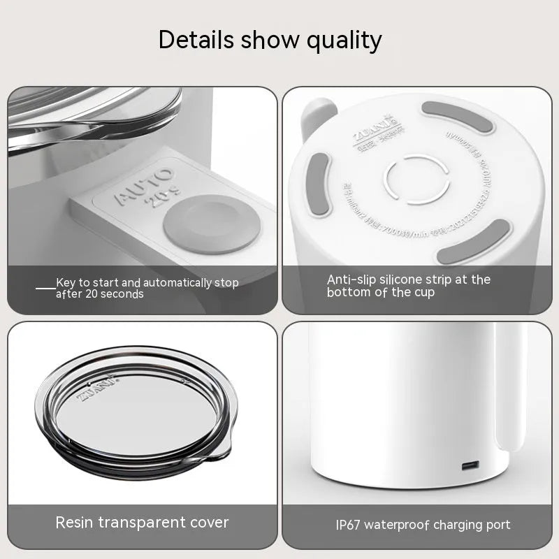 Automatic stirring coffee cup with magnetic mixing technology and rechargeable battery in 360ml capacity