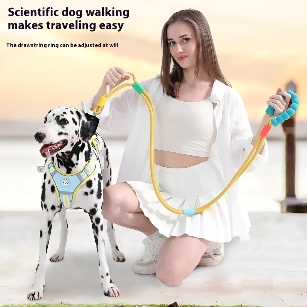 Non-slip hand holding rope pet lead in nylon, colour cherry red, with secure grip handle
