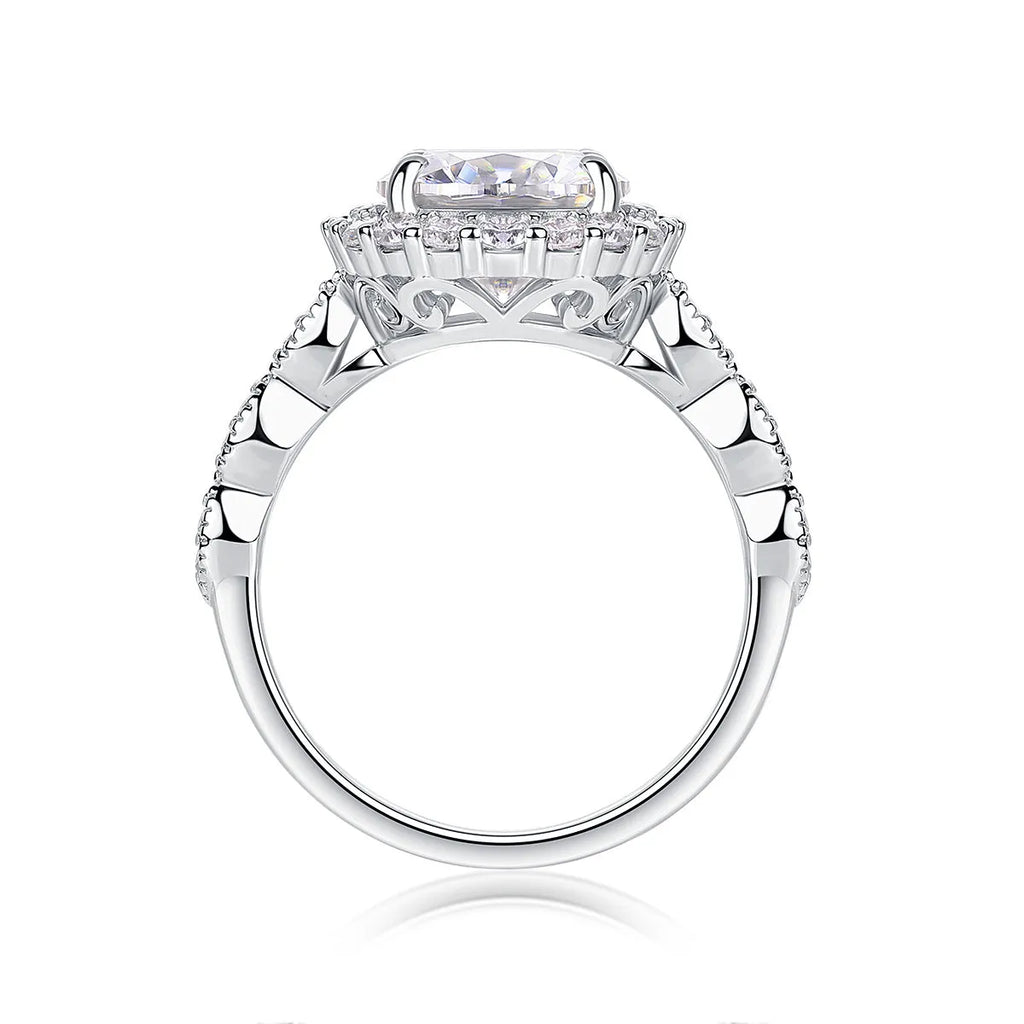 3-carat moissanite wedding ring set with S925 silver and platinum plating in gift box