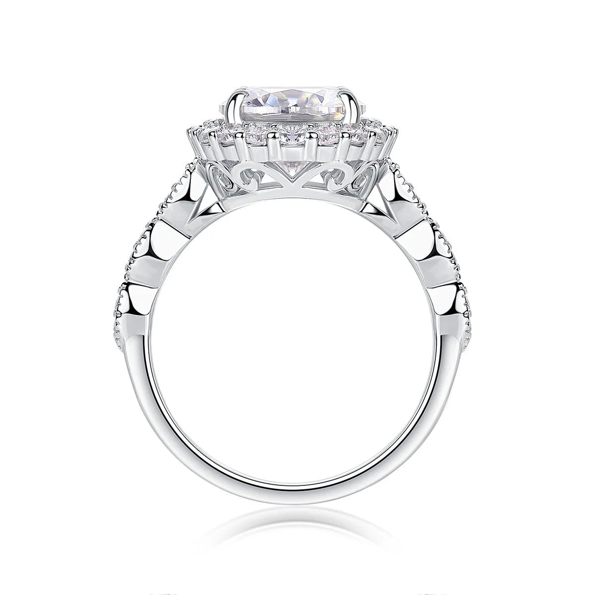 3-carat moissanite wedding ring set with S925 silver and platinum plating in gift box