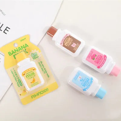 Creative bottle-shaped correction tape dispenser with cute pattern, showing 6-metre length.