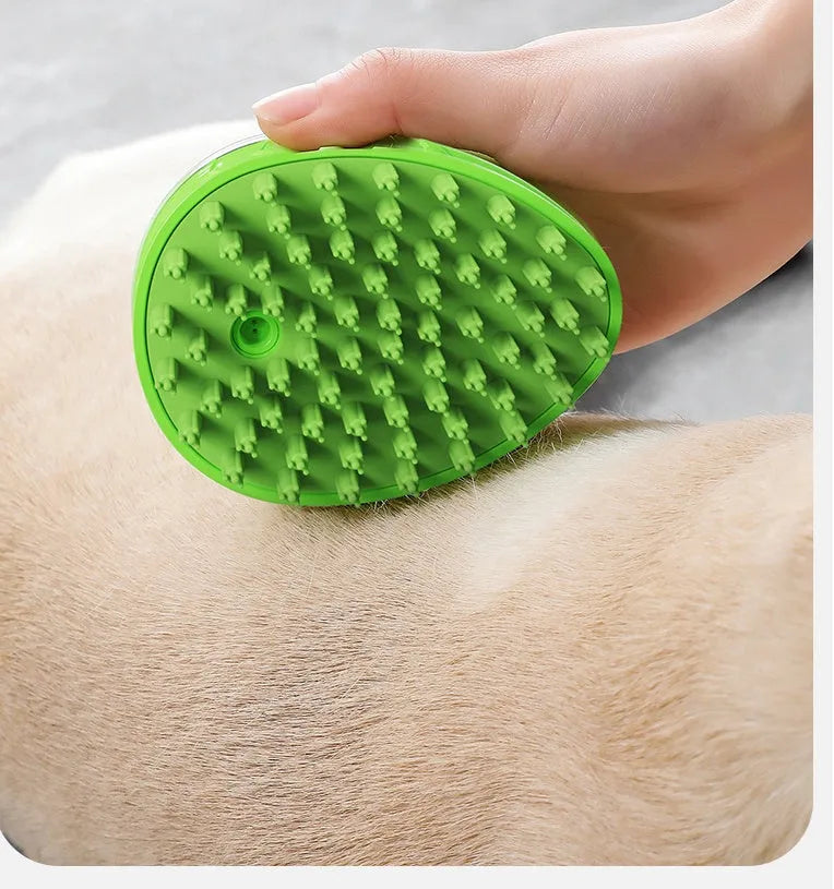 Pet bath brush in TPR and PP, 7.8 x 8.8 x 10.2 cm, blue and green, dog rub massage tool
