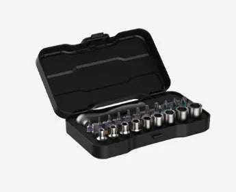 24-in-1 ratchet screwdriver set with S2 alloy steel bits in a compact box