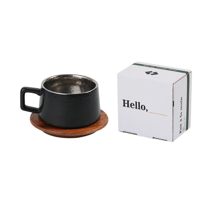 Gold-plated gift box and tumbler coffee cup set with 250ml capacity for office gifting.