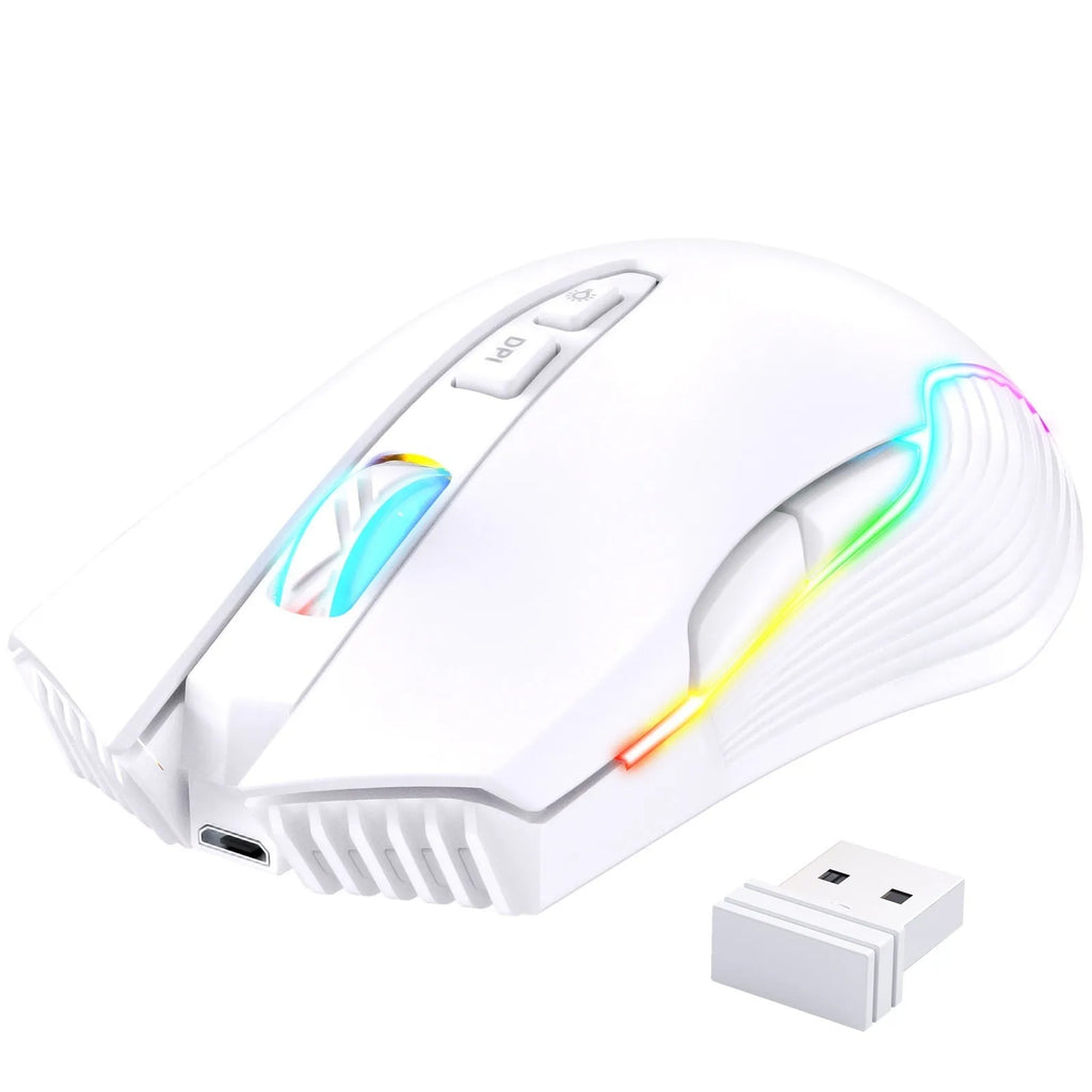 Wired gaming mouse with USB, 6400DPI optical sensor, RGB breathing light, black pink or white