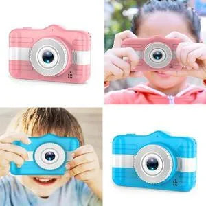 3.5 inch kids' digital camera with anti-fall silicone PC case, sky blue or pink, 117x72x25mm