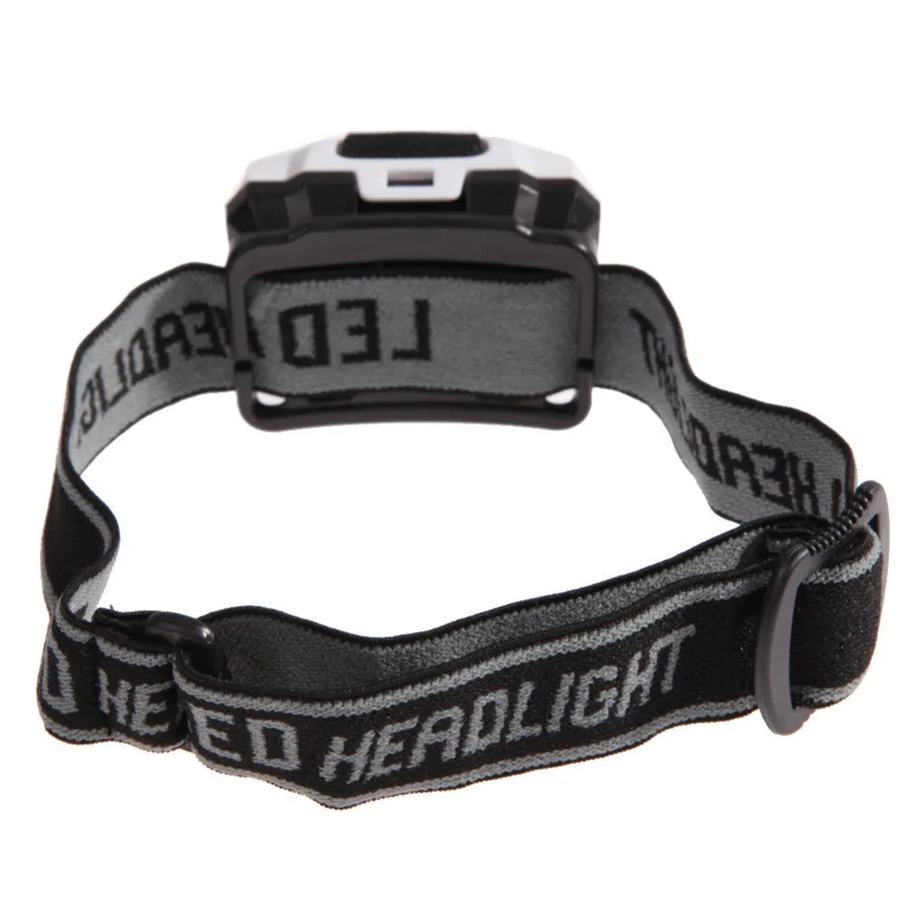 Waterproof outdoor head torch with white and red LEDs mounted on adjustable head strap