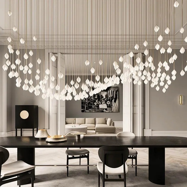 Ceramic magnolia single head pendant light with Nordic minimalist design
