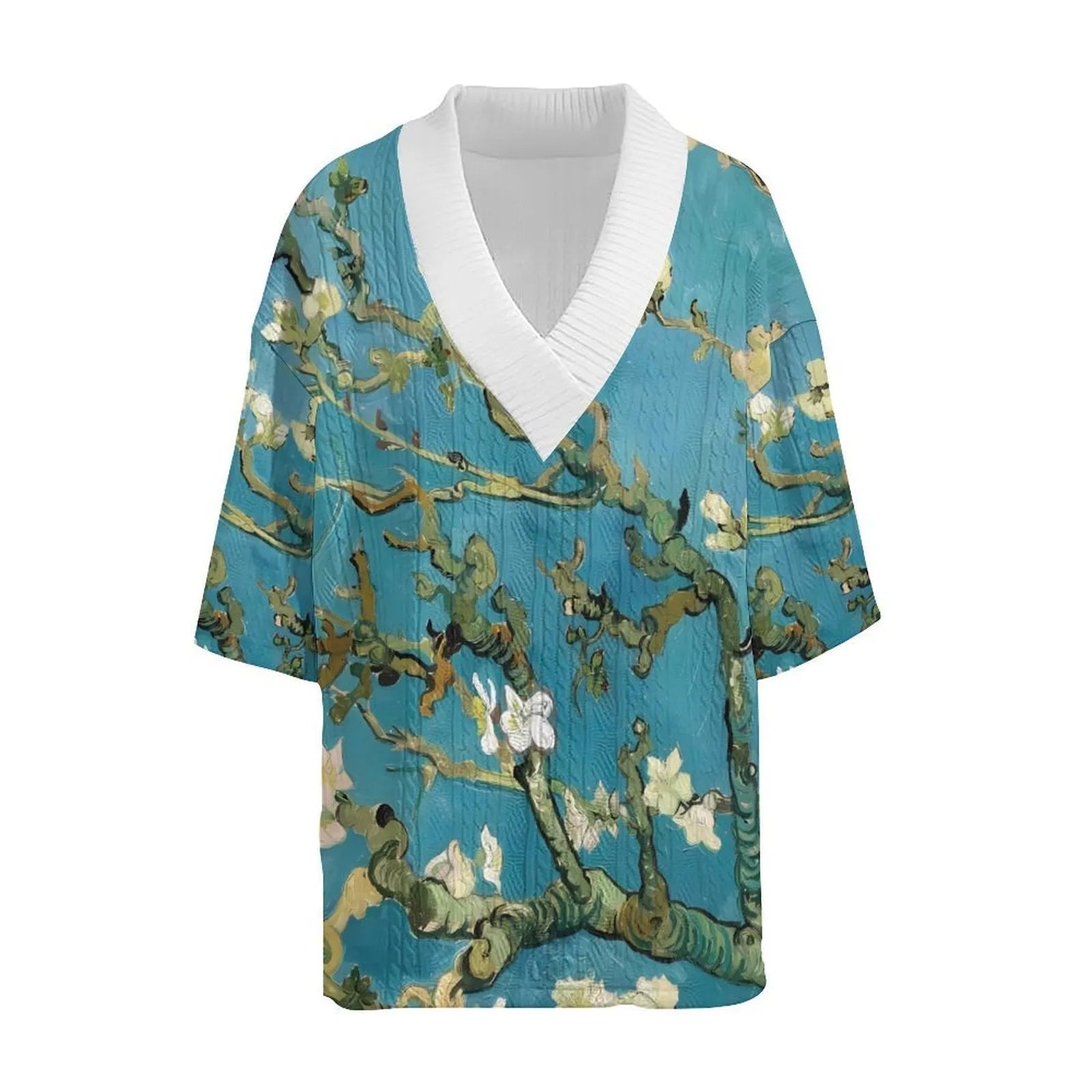 Men's peacock blue casual shorts suit set with printed T-shirt and matching trousers