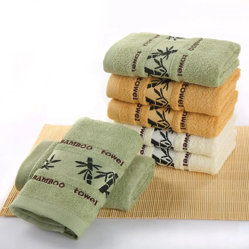 Bamboo charcoal fibre bath towel set 70x140cm in white, green and yellow quick-drying lint-free
