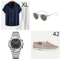 Casual loose-fitting short sleeve suit in a cotton linen blend for summer beachwear.