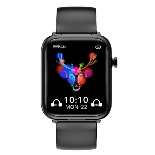 Black all-touch smart Bluetooth headset watch with 1.69-inch screen on wrist