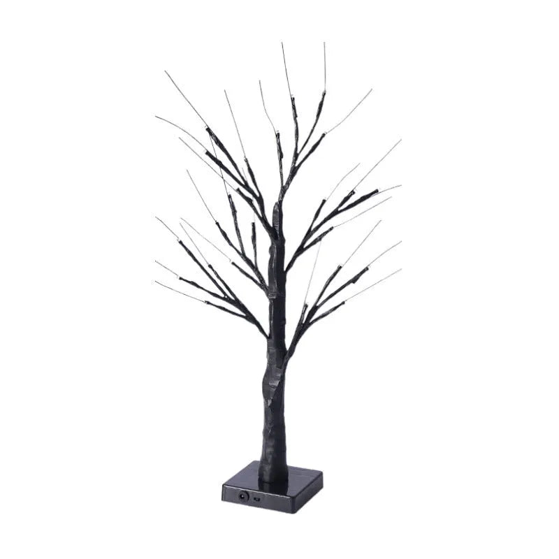 60cm tall LED white birch tree night light with battery and USB power on a tabletop