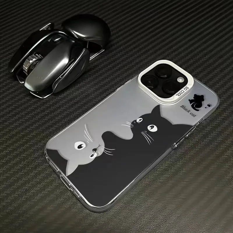 Black cat art design hard PC phone case for Apple iPhone in classic black colour