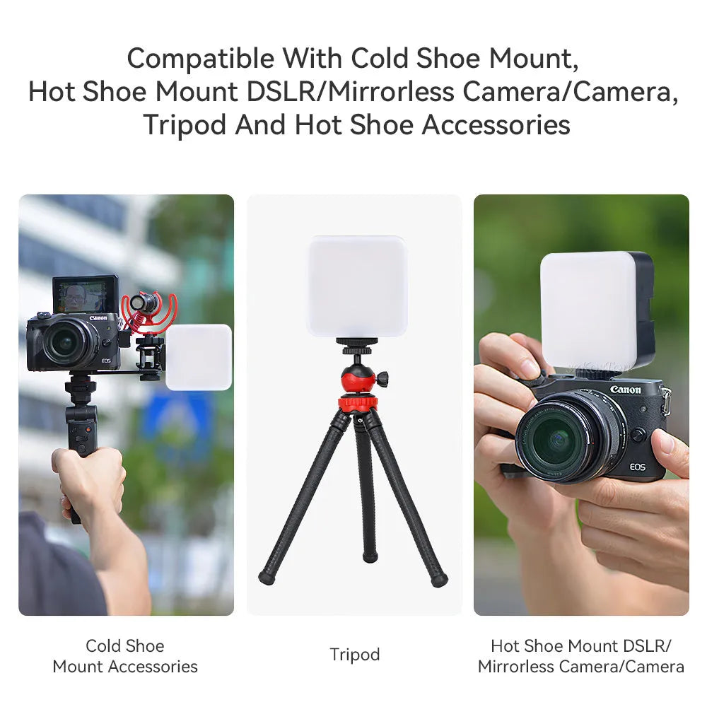LED Mini Square Outdoor Pocket Light Tripod with adjustable flash and compact 7.3cm design