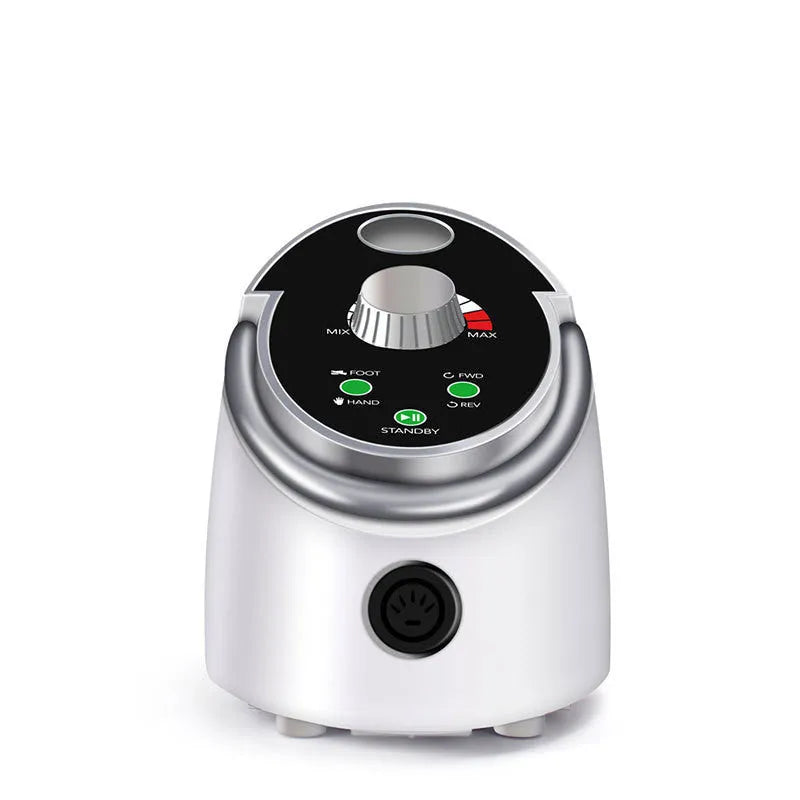 White electric nail polishing machine with digital speed display and foot control
