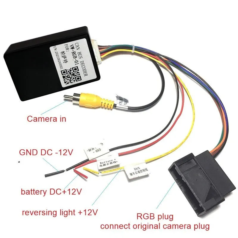 Black pure copper car camera conversion box for MIB platform Volkswagen Skoda reverse camera installation