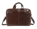 Brown 18-inch men's business briefcase in first layer cowhide leather with computer compartment