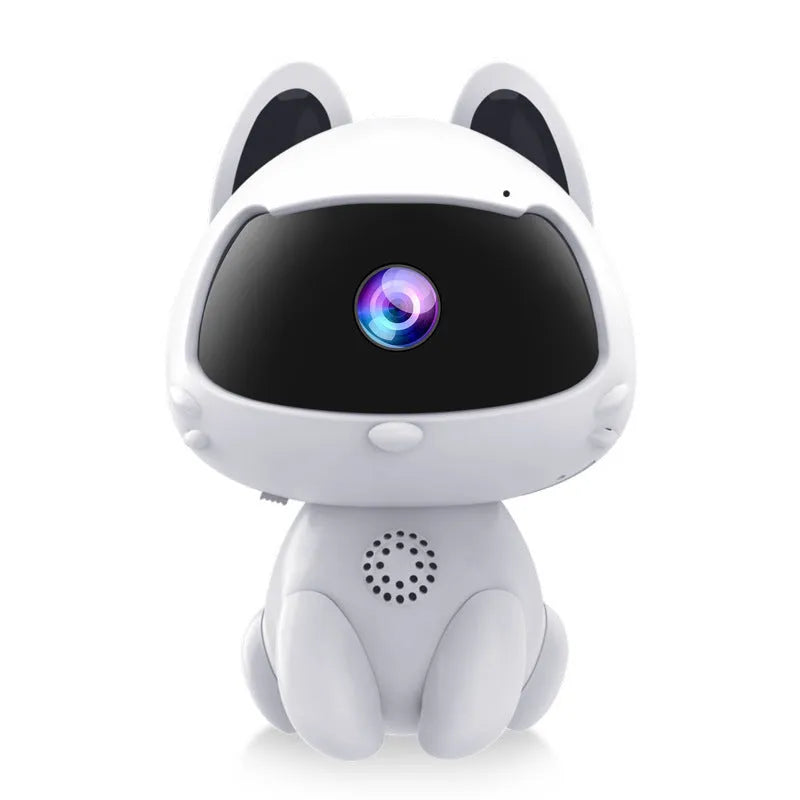 Cat Cute Pet V380 surveillance camera with WiFi and 720p resolution, white ABS plastic body