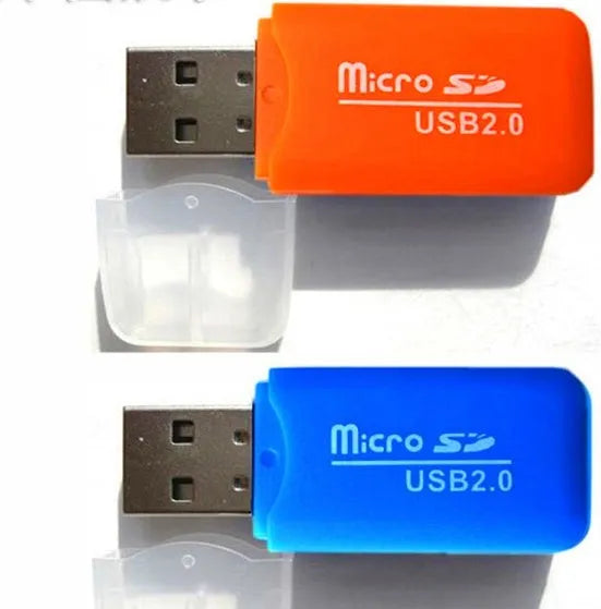 Mini USB TF card reader with 16GB microSD card and SD adapter for data transfer