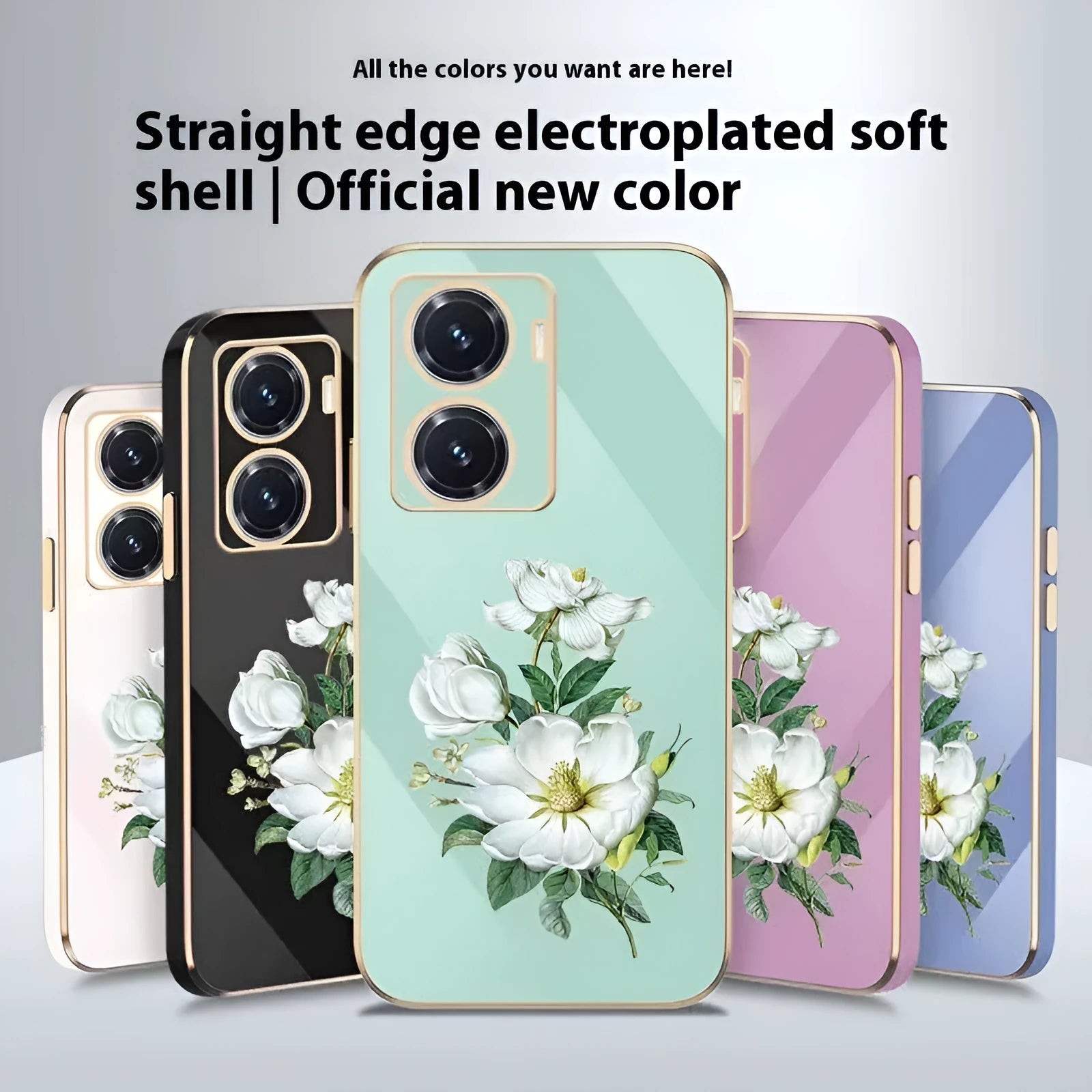 Electroplated phone case for Vivo Y series in pink with fall protection all-inclusive design for Y33s