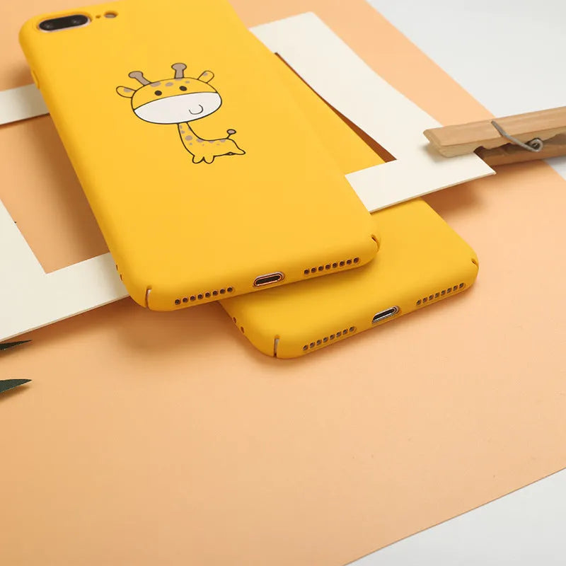 Yellow patterned polycarbonate phone case for iPhone models on a white background.