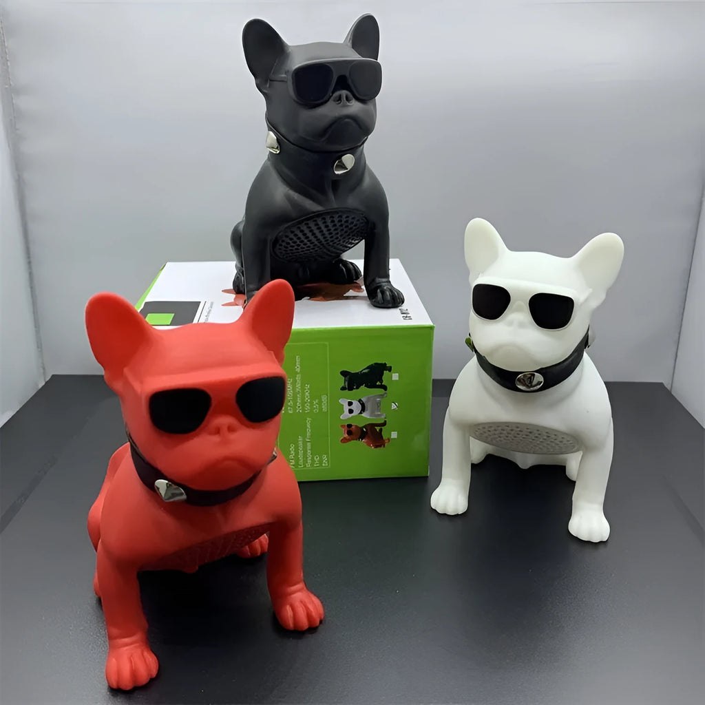 Mini full body bulldog Bluetooth wireless speaker in black, red, or white colour options