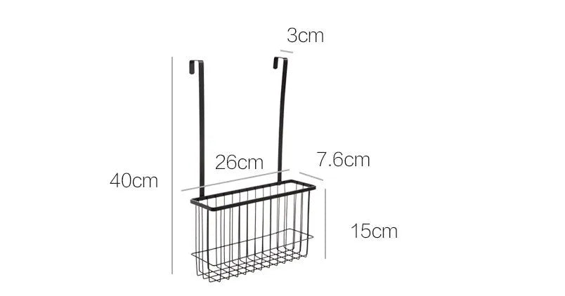Metal kitchen hanging shelf in Nordic style, available in black or white, with no-punch installation