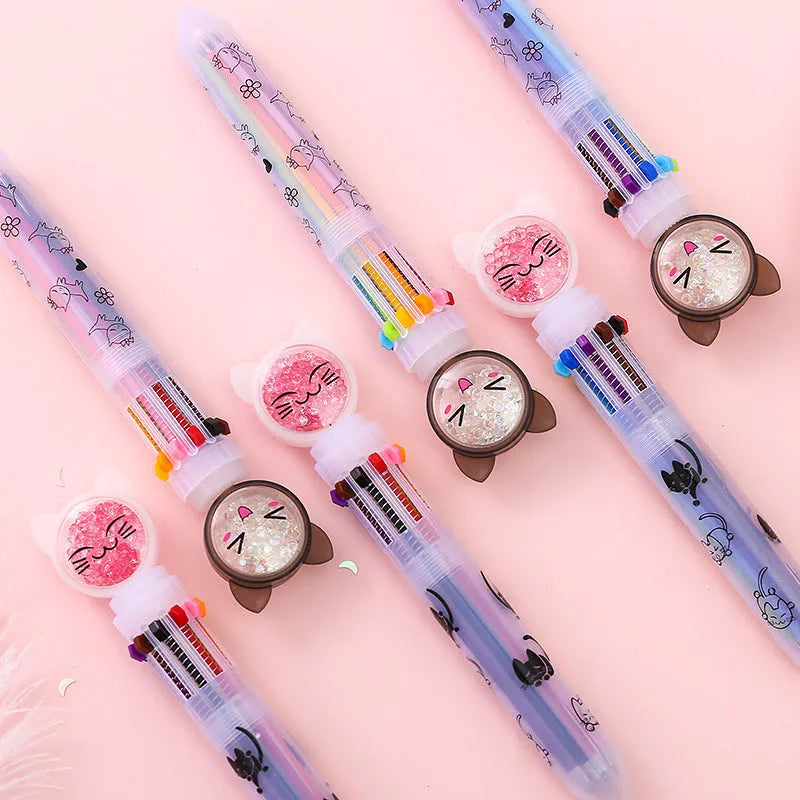 0.5mm automatic pencil with colourful cat design, length 15cm.
