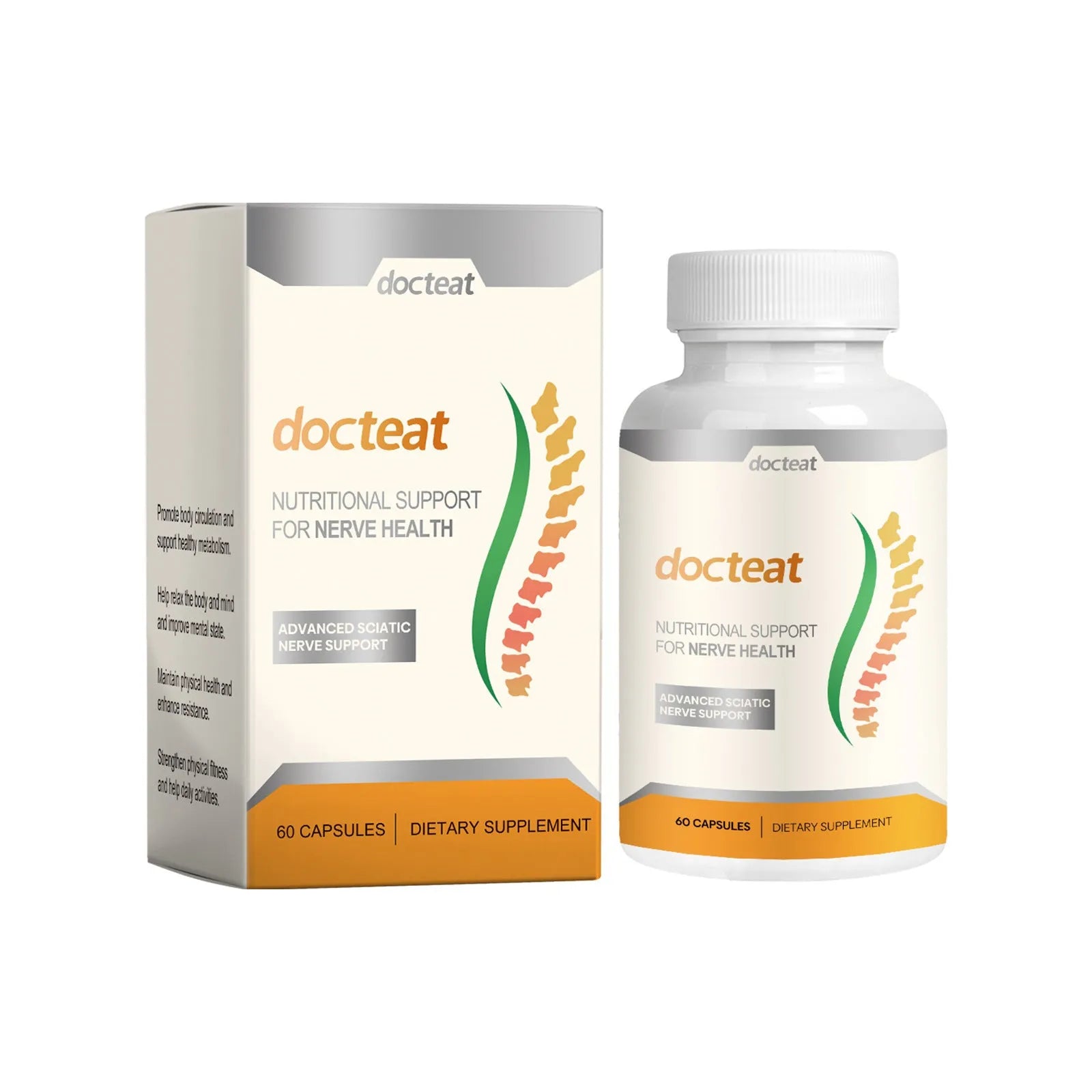 DOCTEAT body care adhesive wrap kit bottle with 60 capsules for joint and muscle support