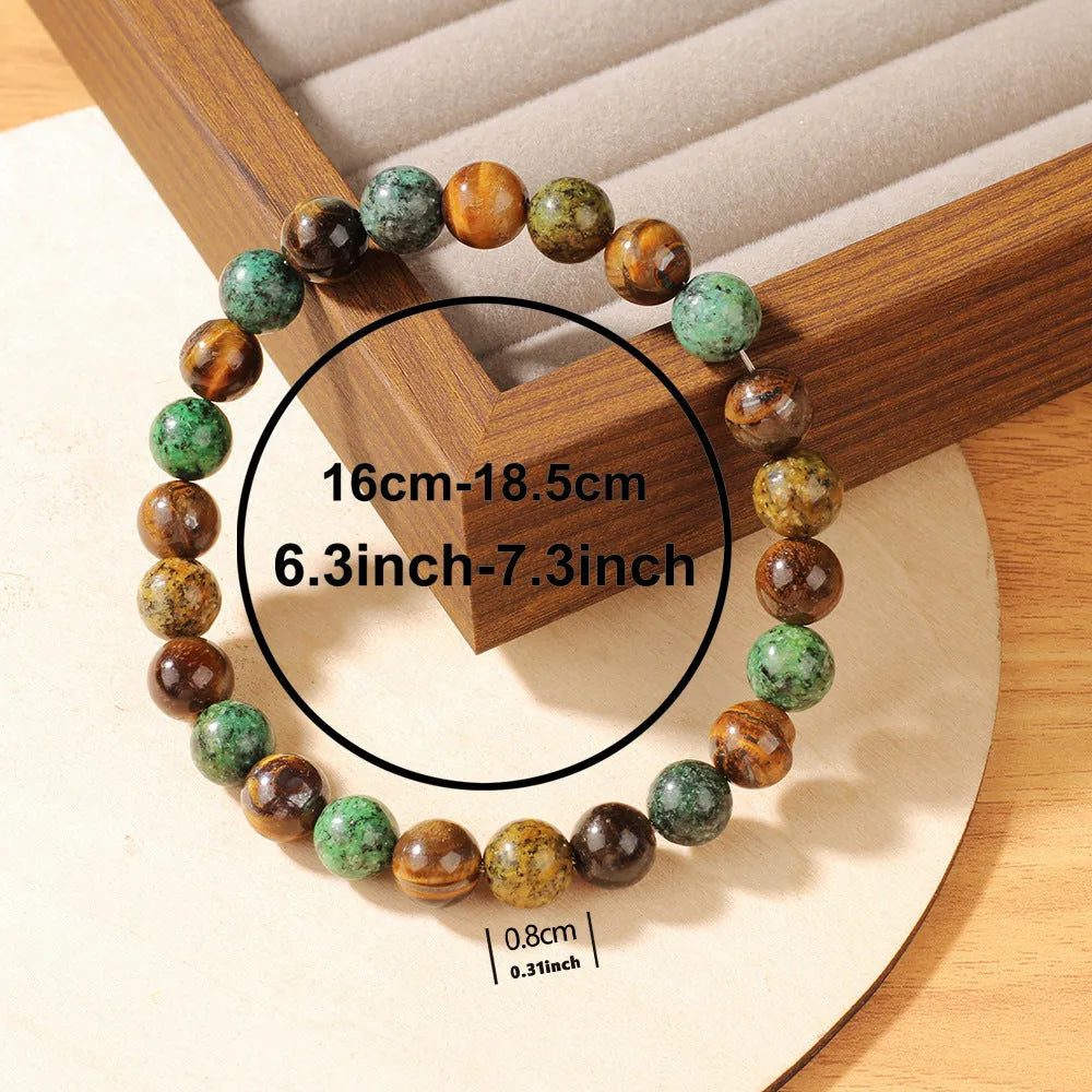 Handmade tigereye stone bracelet with 18mm flower bead in antique style