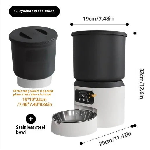 4 litre smart pet feeder with camera and stainless steel bowl for remote feeding