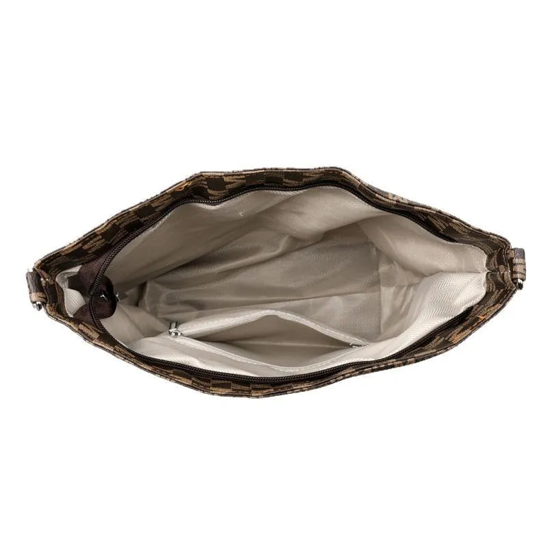 Retro dumpling-shaped PU leather shoulder bag with organisation compartments in black brown white colour options