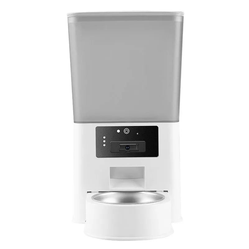 Automatic pet feeder with stainless steel bowl and 5 litre capacity