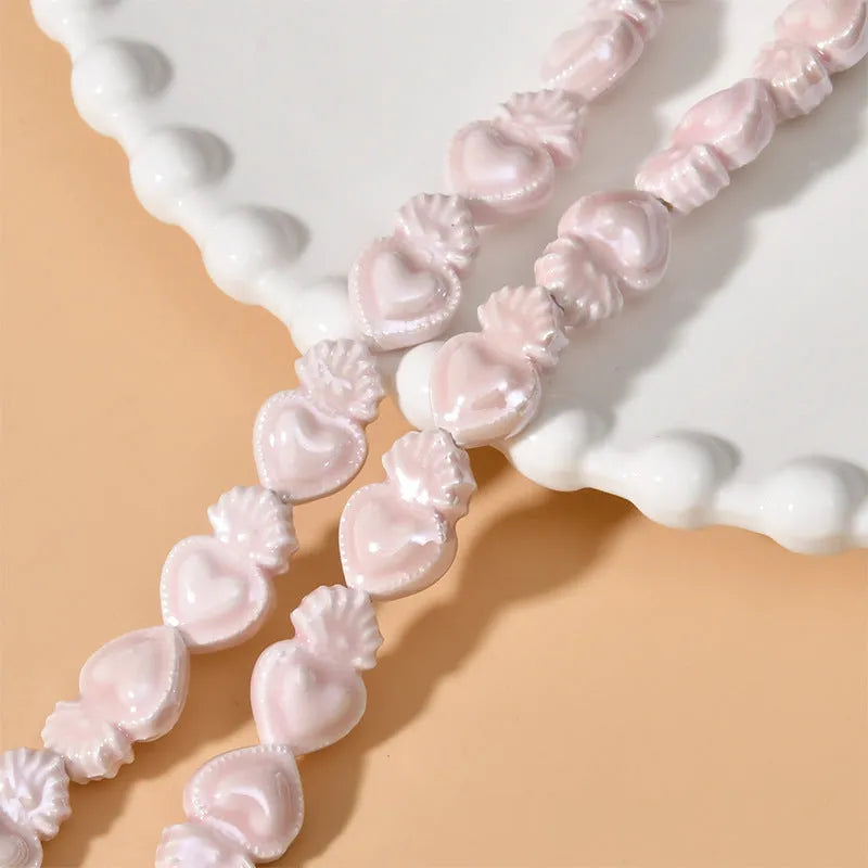 Ceramic love heart small torch beads in multiple colours for jewellery making with straight holes