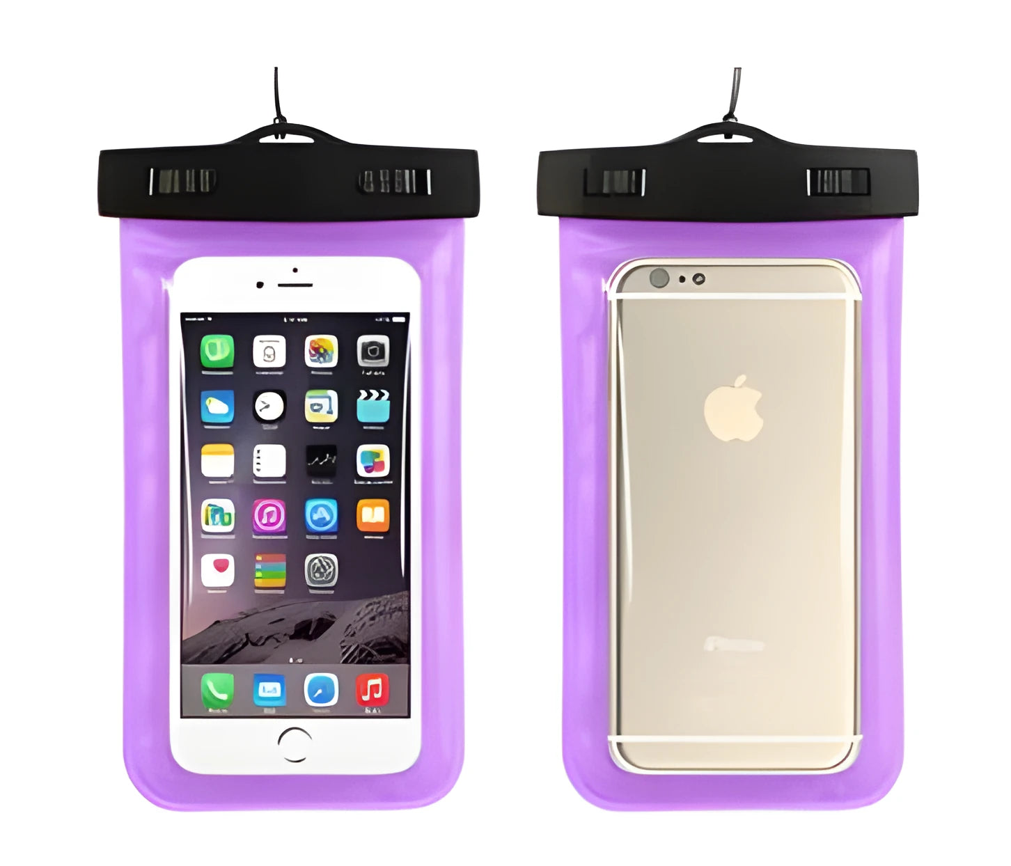 Aqua-One waterproof phone pouch in multiple colours showing clear touchscreen window and sealed closure.