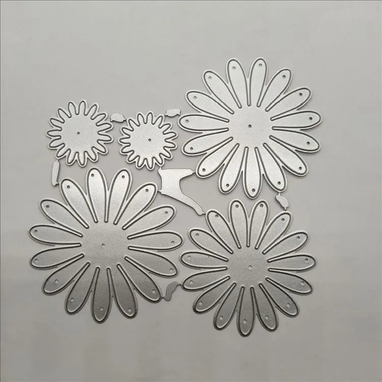 Silver high carbon steel flower cutting mould for baking decoration measuring 12.5 by 13 centimetres