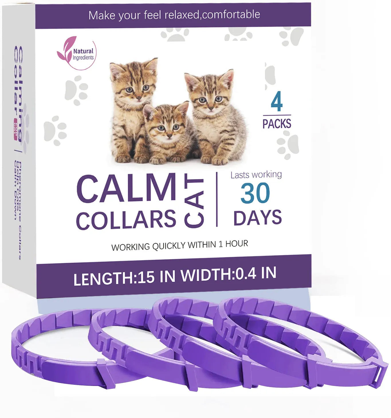 Pet soothing calming collar for cats and dogs in plastic plain design, 3 pack or 4 pack, black colour option