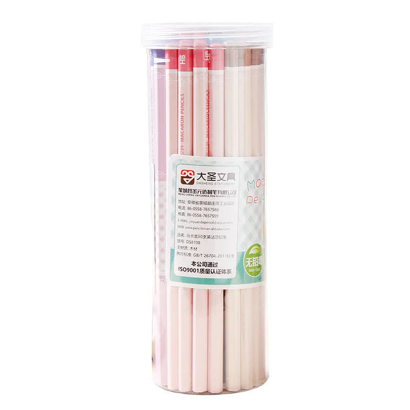 Basswood six-angle thermal transfer pencil with natural wood finish and HB marking