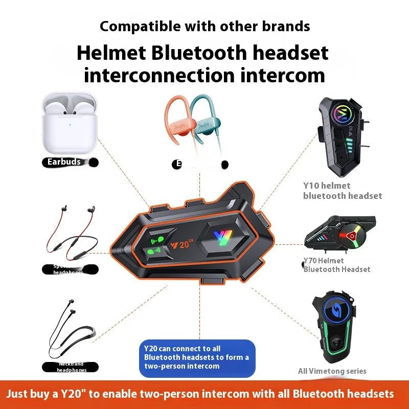 Motorcycle rider helmet Bluetooth headset in black with touch button controls and 1000mAh battery