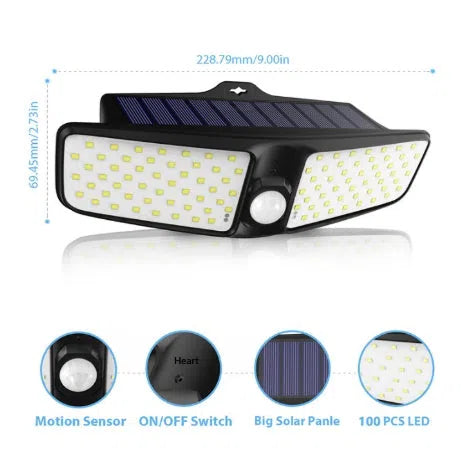 Outdoor solar light decoration 100LED wall lamp with IP65 waterproof design on a garden fence