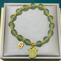 Chinese national style bracelet with rabbit motif glass and coloured glaze for women and men