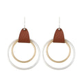 Bohemian vintage geometric ear studs in antique alloy finish with round oval and ring shapes