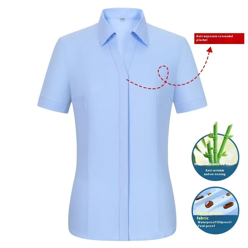 Men's bamboo fibre business shirt with square collar available in long sleeve and short sleeve styles