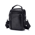 Men's black genuine leather shoulder messenger bag, wear-resistant, retro style for travel