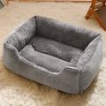 Short plush pet bed cushion for cats and small dogs in grey colour