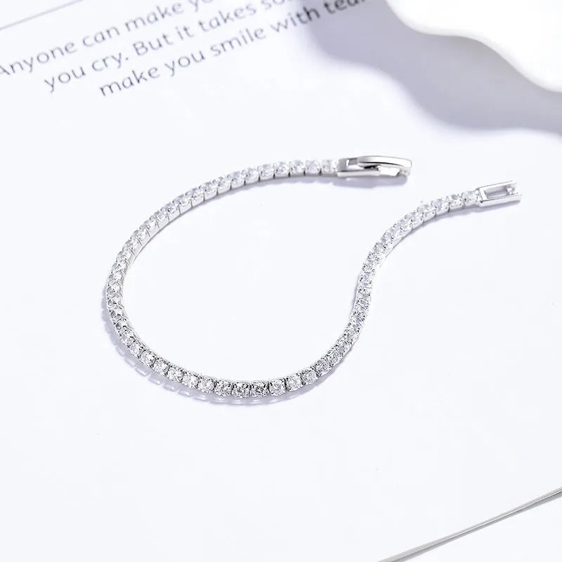925 sterling silver full diamond pave bracelet for women electroplated white gold colour