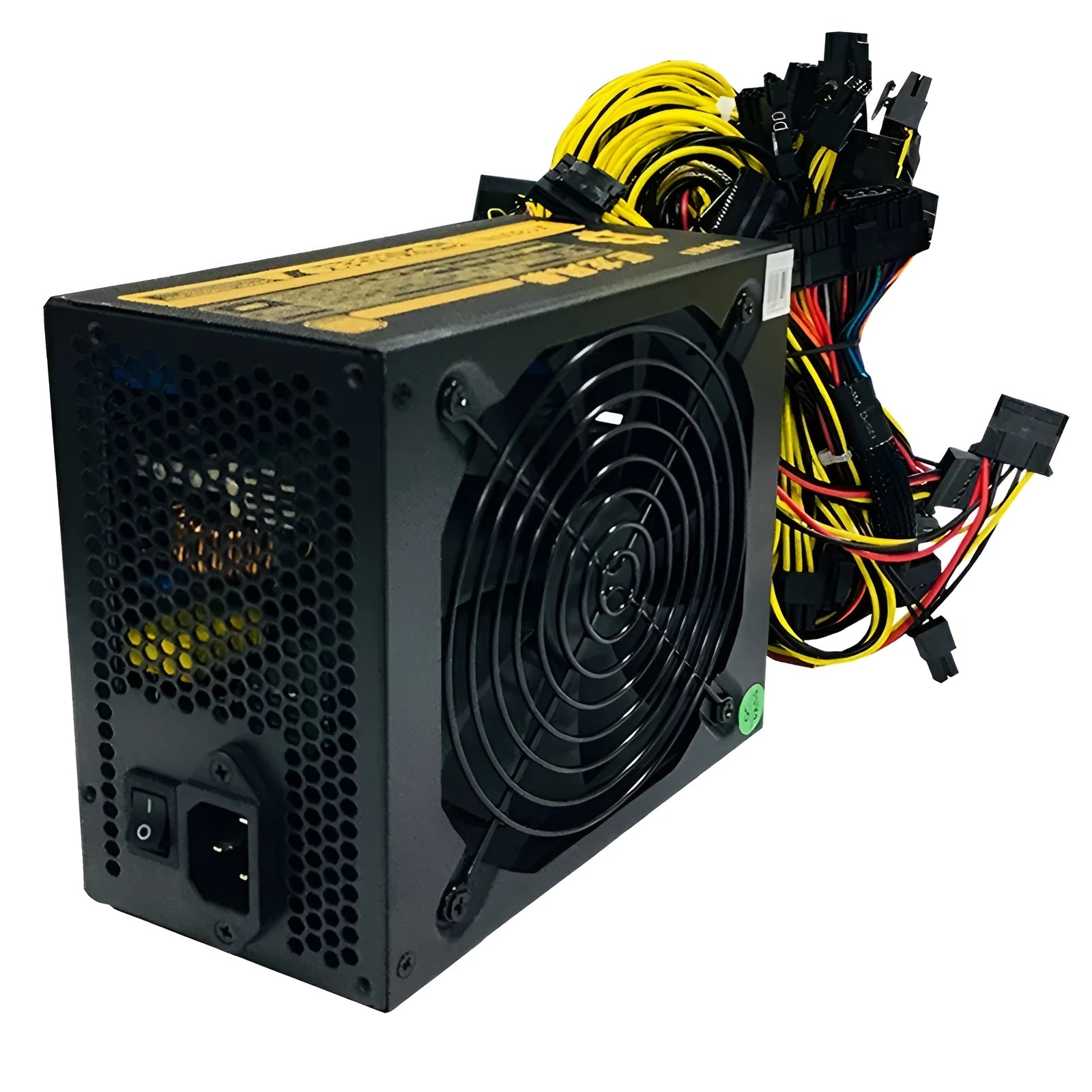 Black server power supply unit with multiple connectors for AMD-compatible systems
